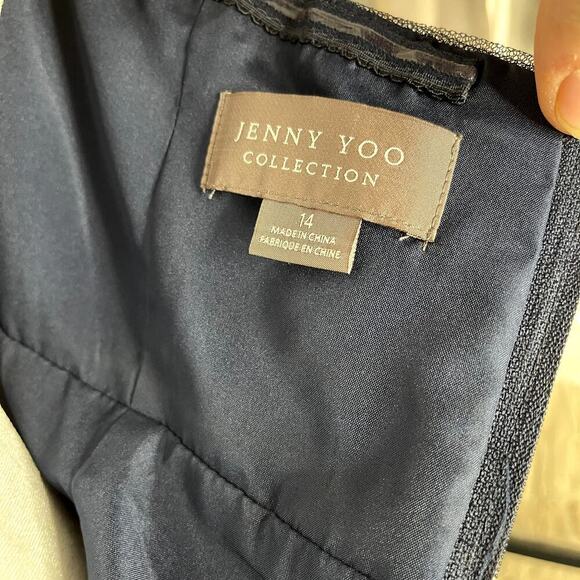 Jenny Yoo Annabelle Convertible Navy Tulle Sweetheart Strapless Dress Size 14 - Picture 11 of 12